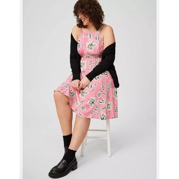 NWT Torrid Sleeveless A-Line Mini Dress Pink & Black Women’s Size 2 (18/20) - Picture 1 of 8